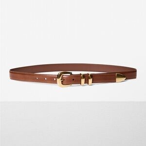 Aritzia Legendary Solid Brass Leather Belt brown/gold size small